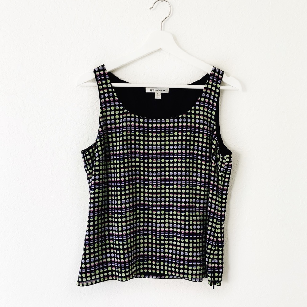 St. John Silk Polka Dot Sleeveless Top M